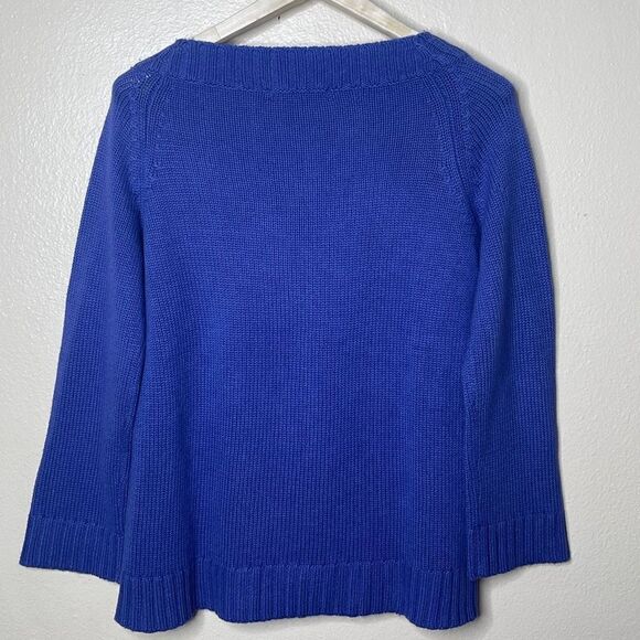 Real Clothes Sweater Women's Medium Blue Cable Knit Silk Cashmere Bland Saks 5th - Picture 9 of 9